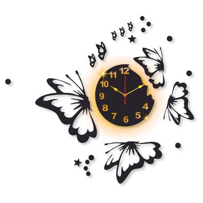Butterfly Wall Clock With Backlight 24x24" Laminated